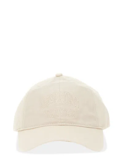 Ganni Baseball Cap In White
