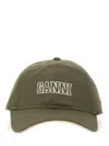 Ganni Women Baseball Cap In Green