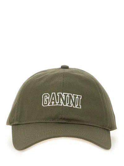 Ganni Women Baseball Cap In Green