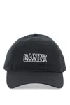 GANNI BASEBALL CAP WITH LOGO EMBROIDERY