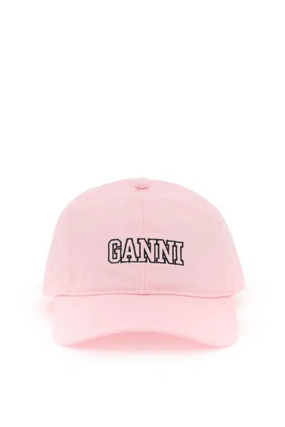 GANNI BASEBALL CAP WITH LOGO EMBROIDERY