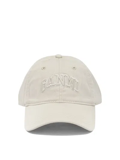 Ganni Baseball Cap With Logo In White