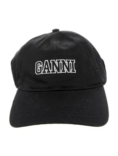 Pre-owned Ganni Baseball Cap W/tags W/tags In Black