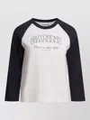 Ganni Baseball Graphic Raglan Crew Neck T-shirt In White