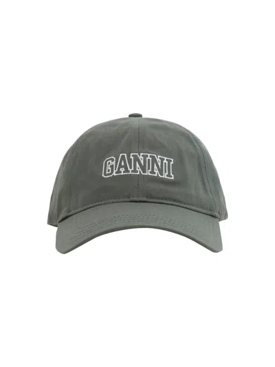 Ganni Baseball Hat In Verde