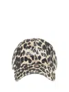 Ganni Womens Leopard Logo-embroidered Animal-printorganic-cotton Cap In Leopard