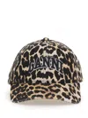 Ganni Leopard-print Canvas Baseball Cap Women In Animal Print