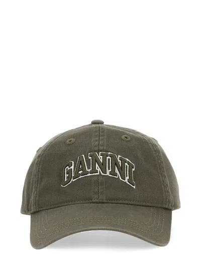Ganni Baseball Hat With Logo In Neutral