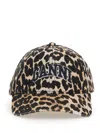 Ganni Leopard-print Canvas Baseball Cap Women In Animal Print
