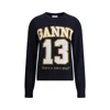 Ganni Women Logo Graphic Baseball Wool Mix Sweater
