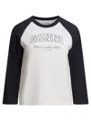Ganni White & Black Basic Jersey Baseball T-shirt In White