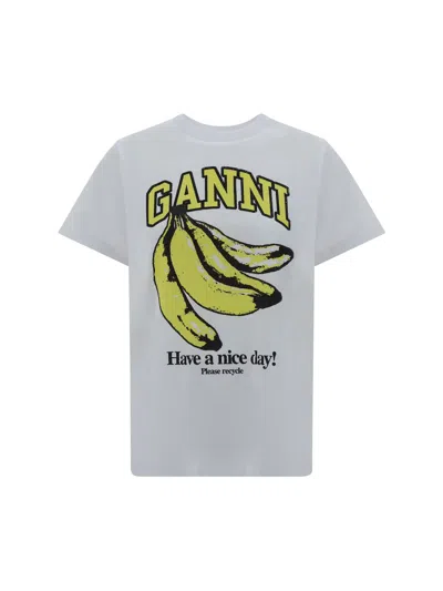Ganni Basic Banana T-shirt In Bianco