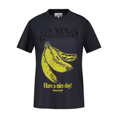 Ganni Basic Banana T Shirt In Black