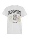 Ganni White Crewneck T-shirt With Maxi Logo On The Front In White
