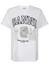 Ganni Animals White T-shirt In White