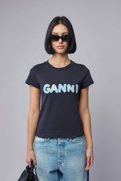 Ganni Basic Cotton Jersey Baby Fit  In Black