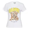 Ganni Organic Cotton T-shirt With Front Print In White