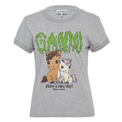 Ganni Basic Cotton Jersey Baby Fit Tee In Multi