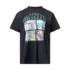 Ganni Basic Cotton Jersey Bear Comic In Black