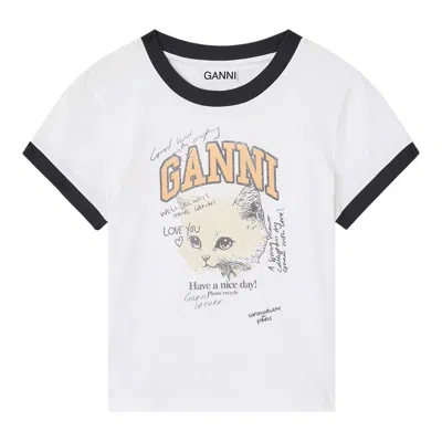 Ganni Basic Cotton Jersey Kitty Fitt Tee In White