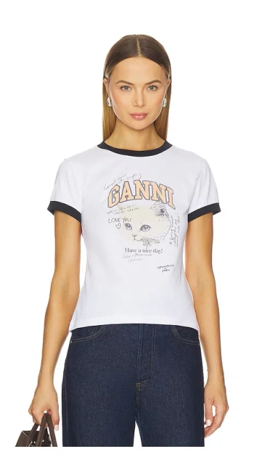 Ganni Women Kitty Organic Cotton T-shirt In White