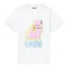 Ganni Basic Cotton Jersey Neon Kitty Tee In White