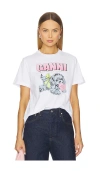 Ganni Womens Bright White Basic Neon Puppy Cotton-jersey T-shirt Xl In Red