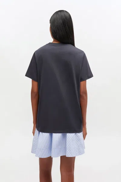 Ganni Basic Cotton Jersey Neon Puppy Tee In Gray