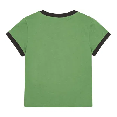 Ganni Basic Cotton Jersey Peony Cropped T-shirt In Green