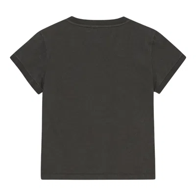 Ganni Basic Cotton Jersey Poodle Cropped T-shirt In Black