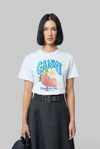 Ganni Womens Bright White Jersey Strawberry Printed Round-neck Cotton-jersey T-shirt In White