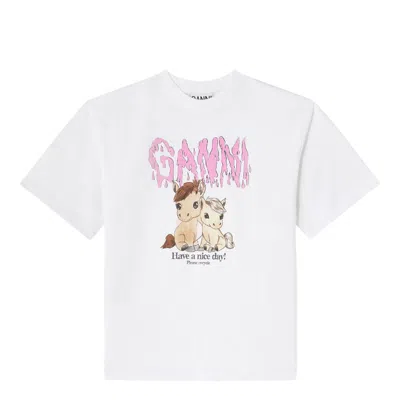Ganni Basic Cotton Jersey T-shirt In Neutral