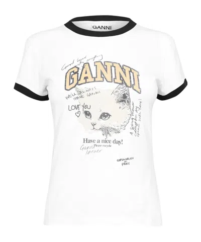 Ganni Basic Cotton Jersey T-shirt In Multi