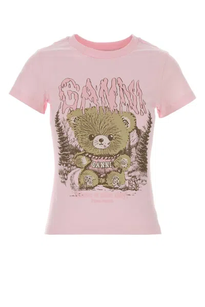 Ganni Basic Cotton T-shirt Baby Fit Teddy In White