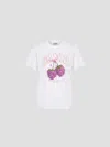 Ganni Basic Cotton T-shirt With Graphic Print In White