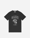 Ganni Black Crewneck T-shirt With Maxi Logo Lettering On The Front And Maxi Print On Front And Rear In Black