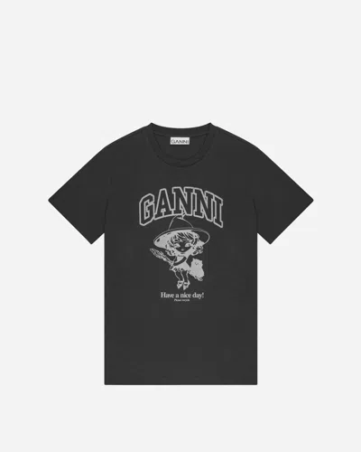 GANNI GANNI BASIC COTTON WITCH RELAXED T-SHIRT | BLACK | T-SHIRT