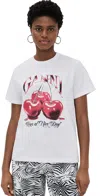 Ganni Basic Jersey Cherry Relaxed T-shirt In Bright White