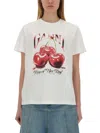 Ganni Basic Jersey Cherry Relaxed T-shirt In White