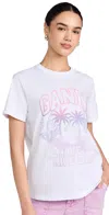 Ganni White Basic Cocktail Cotton Jersey T-shirt In Bright White