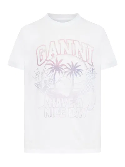 Ganni Basic Jersey Coctail Relaxed T-shirt In Bright White