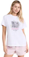 Ganni White Crewneck T-shirt With Logo Print On The Front In Cotton Woman In Bright White