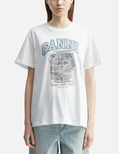Ganni Basic Jersey Kitty Margot Relaxed T-shirt In White