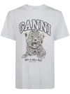 Ganni Basic Jersey Leopard Relaxed T-shirt Leopard In White