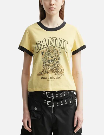 GANNI BASIC JERSEY LEOPARD T-SHIRT
