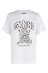 Ganni Leopard Print Relaxed Jersey T-shirt In White