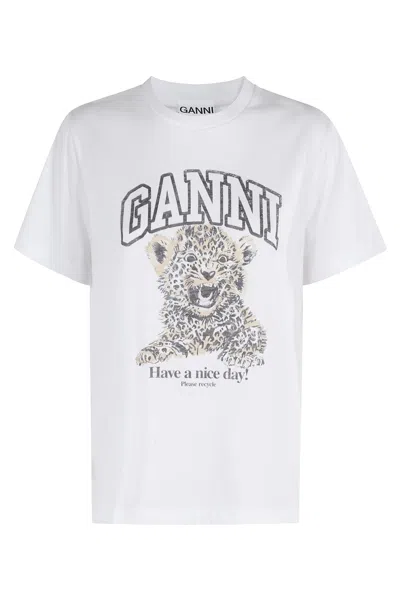 GANNI BASIC JERSEY LEOPARD TSHIRT
