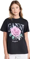 Ganni Basic Jersey Rose Relaxed T-shirt Phantom In Phantom