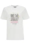 Ganni White Crewneck T-shirt With Logo Print On The Front In Cotton Woman In Bright White (white)