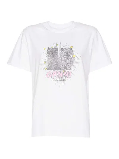 Ganni T-shirt With Print In White